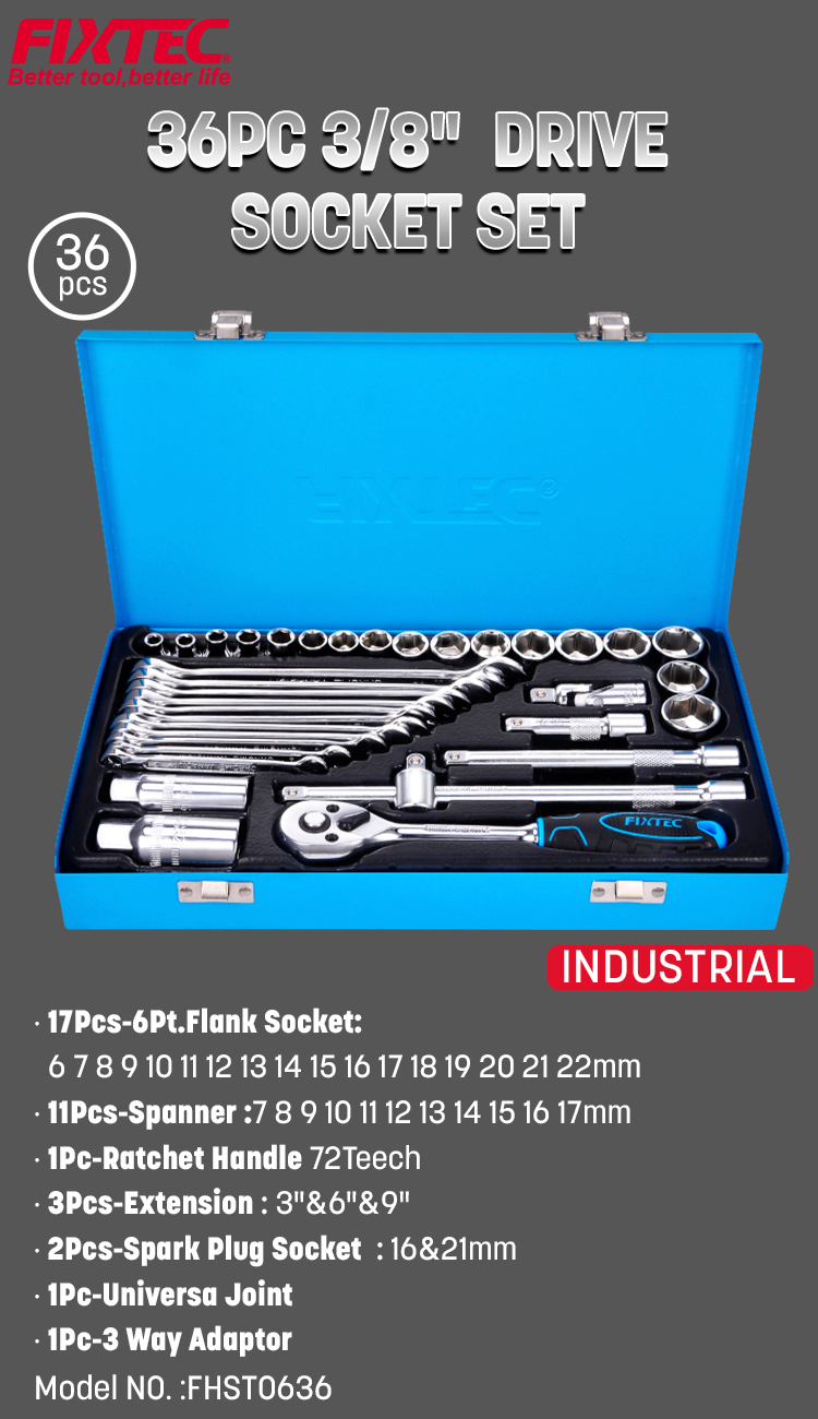 36-teiliger 3/8-Zoll-Steckschl&uuml;sselsatz 