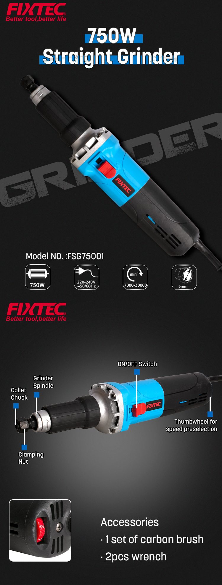 750-W-Geradschleifer