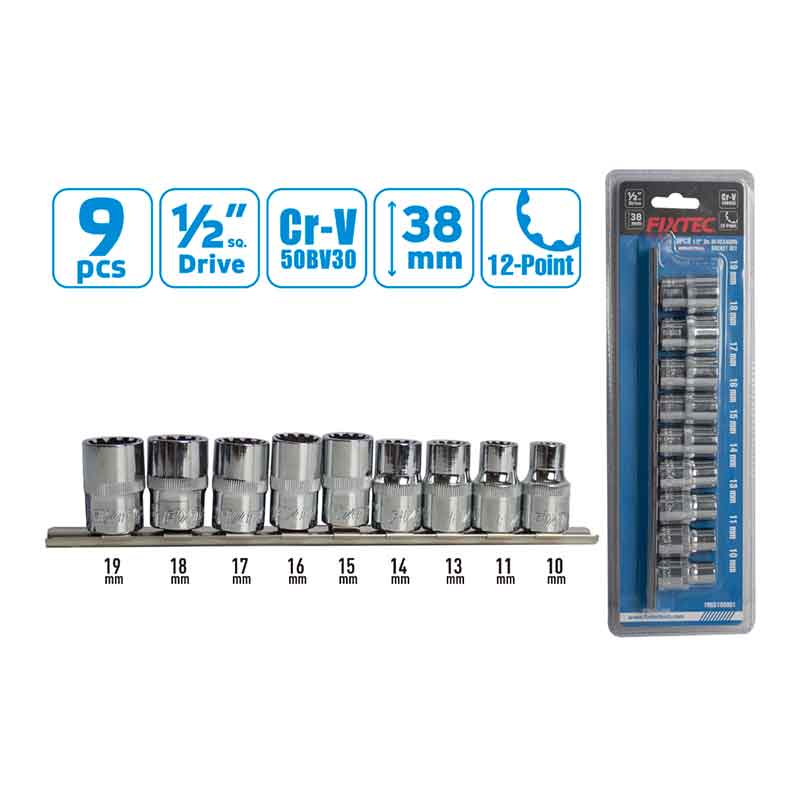 9-teiliges 1/2-Zoll-DR.-Steckschlüsselset