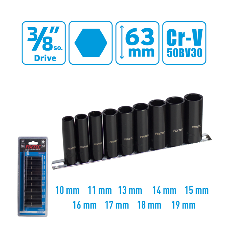 9-teiliges 3/8-Zoll-Dr.Deep-Impact-Steckschlüsselset 