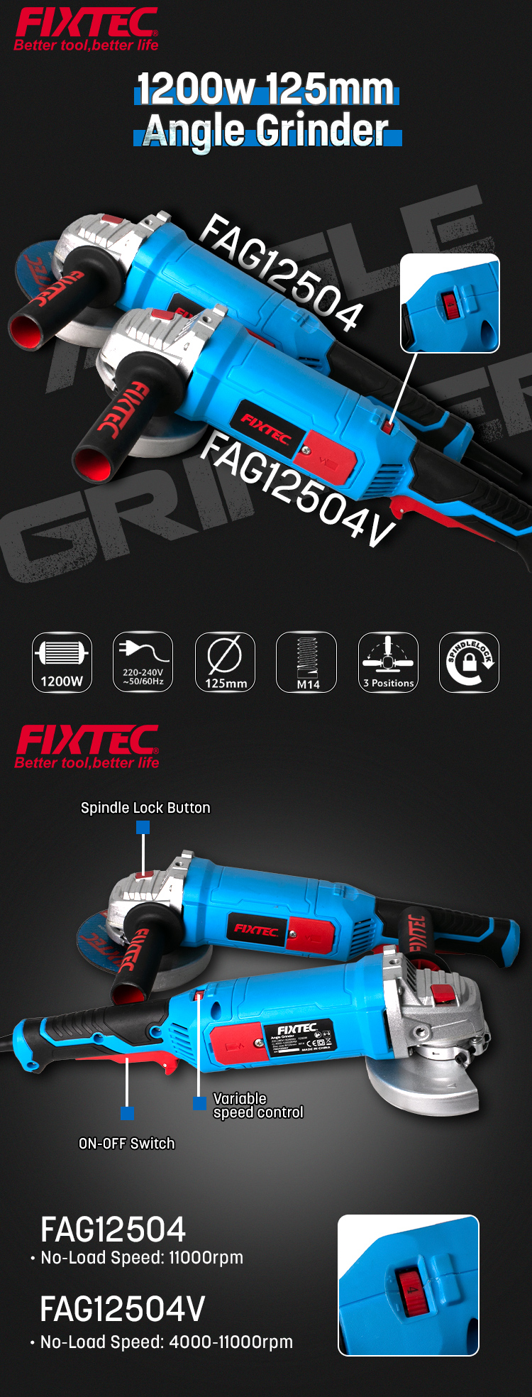 1200 W 125 mm Winkelschleifer