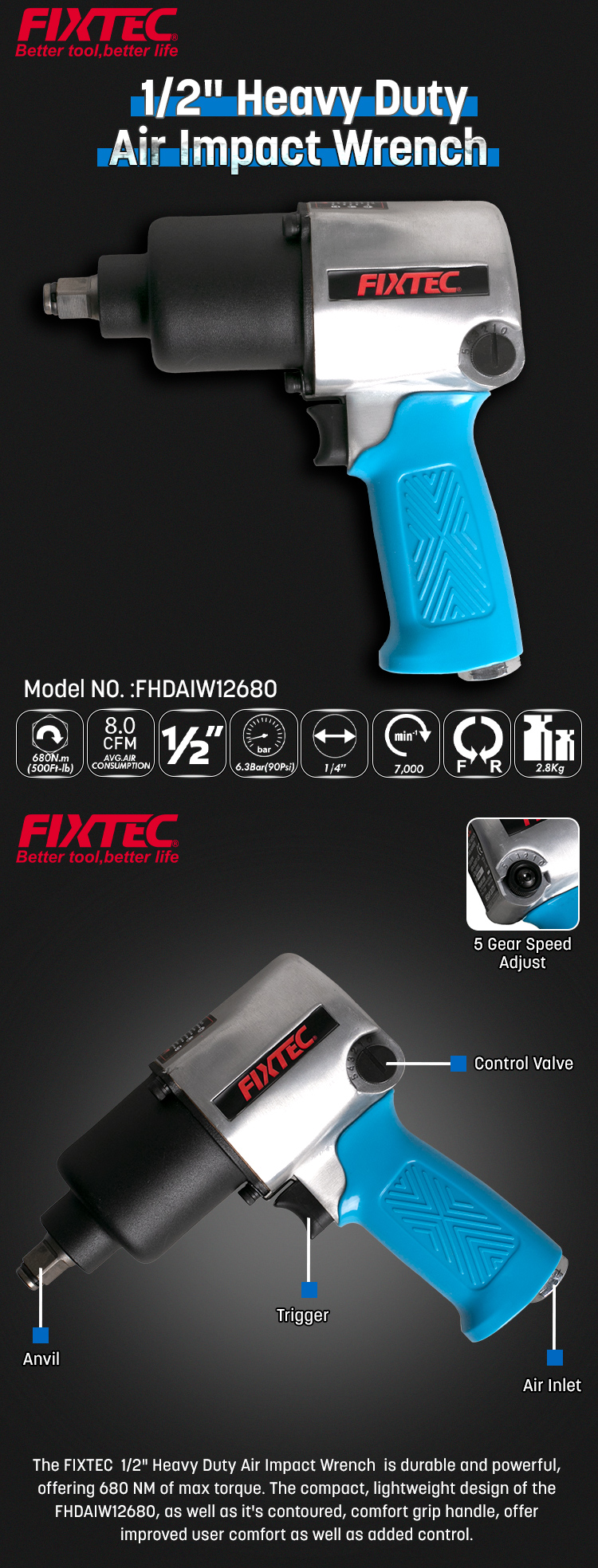 Hochleistungs-Druckluft-Schlagschrauber