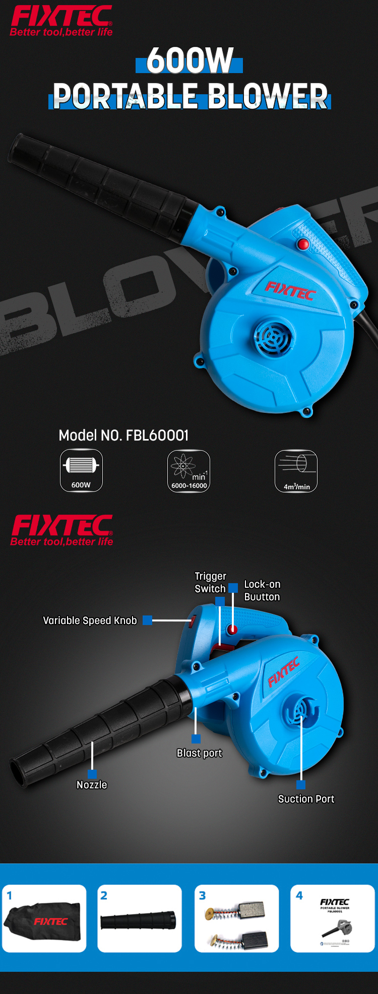 Tragbarer Laubbl&auml;ser mit 600 W